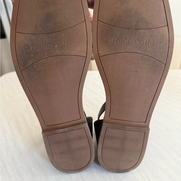 Franco Sarto Black Leather Sandals Womens size 13 M Preowned - Picture 9 of 9